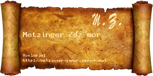 Metzinger Zámor névjegykártya